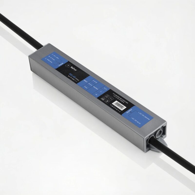 kelvo® SELAS KLV-107-0019 Τροφοδοτικό/Μετασχηματιστής Class II SELV 24W 2A AC 220-240V σε DC 12V Αδιάβροχο IP67 – Γκρι Ανθρακί Ματ – Μ18.2 x Π3 x Υ2cm – 5 Χρόνια Εγγύηση