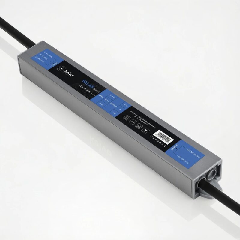 kelvo® SELAS KLV-107-0020 Τροφοδοτικό/Μετασχηματιστής Class II SELV 36W 3A AC 220-240V σε DC 12V Αδιάβροχο IP67 – Γκρι Ανθρακί Ματ – Μ22 x Π3 x Υ2cm – 5 Χρόνια Εγγύηση