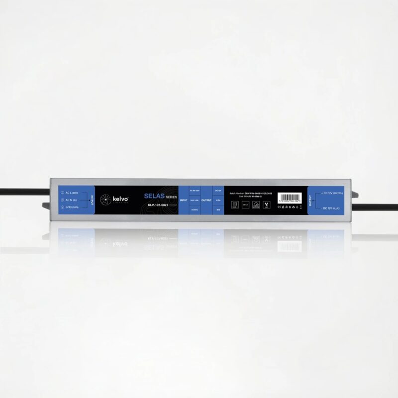 kelvo® SELAS KLV-107-0021 Τροφοδοτικό/Μετασχηματιστής Class II SELV 45W 3.75A AC 220-240V σε DC 12V Αδιάβροχο IP67 – Γκρι Ανθρακί Ματ – Μ22 x Π3 x Υ2cm – 5 Χρόνια Εγγύηση