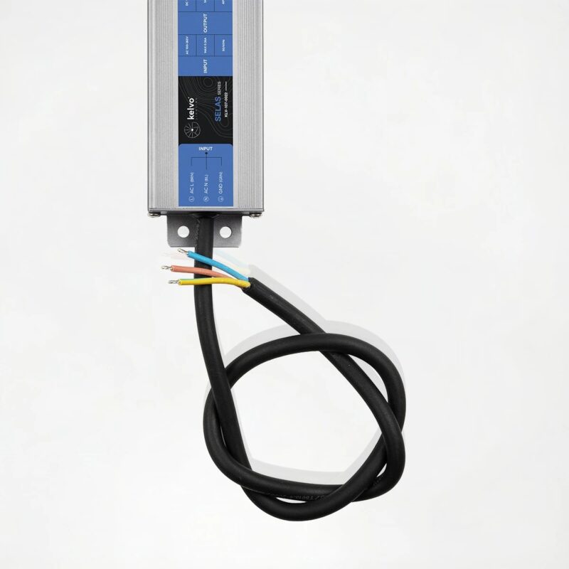 kelvo® SELAS KLV-107-0022 Τροφοδοτικό/Μετασχηματιστής Class I PELV 60W 5A AC 220-240V σε DC 12V Αδιάβροχο IP67 – Γκρι Ανθρακί Ματ – Μ15.8 x Π4.3 x Υ2.3cm – 5 Χρόνια Εγγύηση