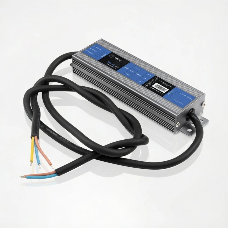 kelvo® SELAS KLV-107-0022 Τροφοδοτικό/Μετασχηματιστής Class I PELV 60W 5A AC 220-240V σε DC 12V Αδιάβροχο IP67 – Γκρι Ανθρακί Ματ – Μ15.8 x Π4.3 x Υ2.3cm – 5 Χρόνια Εγγύηση