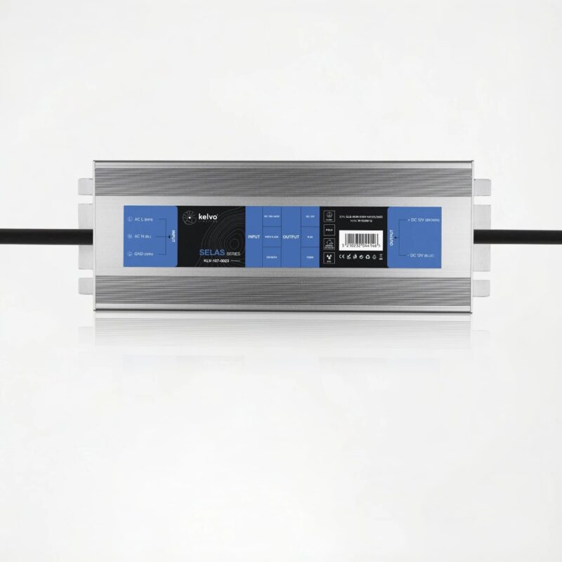 kelvo® SELAS KLV-107-0023 Τροφοδοτικό/Μετασχηματιστής Class I PELV 100W 8.2A AC 220-240V σε DC 12V Αδιάβροχο IP67 – Γκρι Ανθρακί Ματ – Μ18.9 x Π6.5 x Υ2.2cm – 5 Χρόνια Εγγύηση