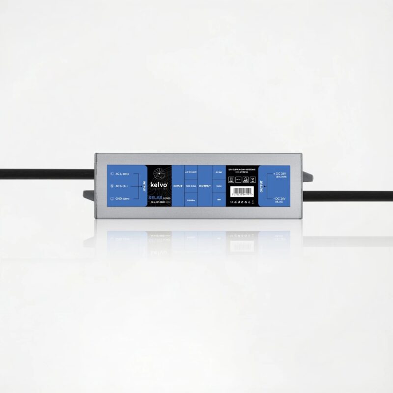 kelvo® SELAS KLV-107-0028 Τροφοδοτικό/Μετασχηματιστής Class II SELV 15W 0.63A AC 220-240V σε DC 24V Αδιάβροχο IP67 – Γκρι Ανθρακί Ματ – Μ11 x Π3 x Υ2cm – 5 Χρόνια Εγγύηση