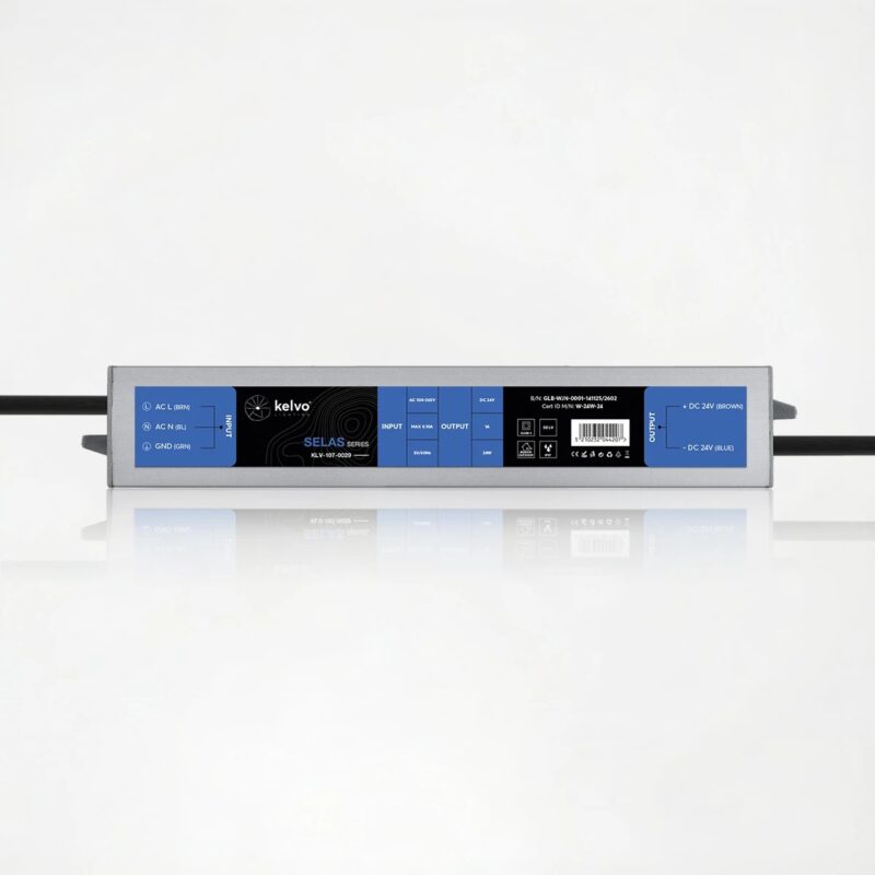 kelvo® SELAS KLV-107-0029 Τροφοδοτικό/Μετασχηματιστής Class II SELV 24W 1A AC 220-240V σε DC 24V Αδιάβροχο IP67 – Γκρι Ανθρακί Ματ – Μ18.2 x Π3 x Υ2.2cm – 5 Χρόνια Εγγύηση
