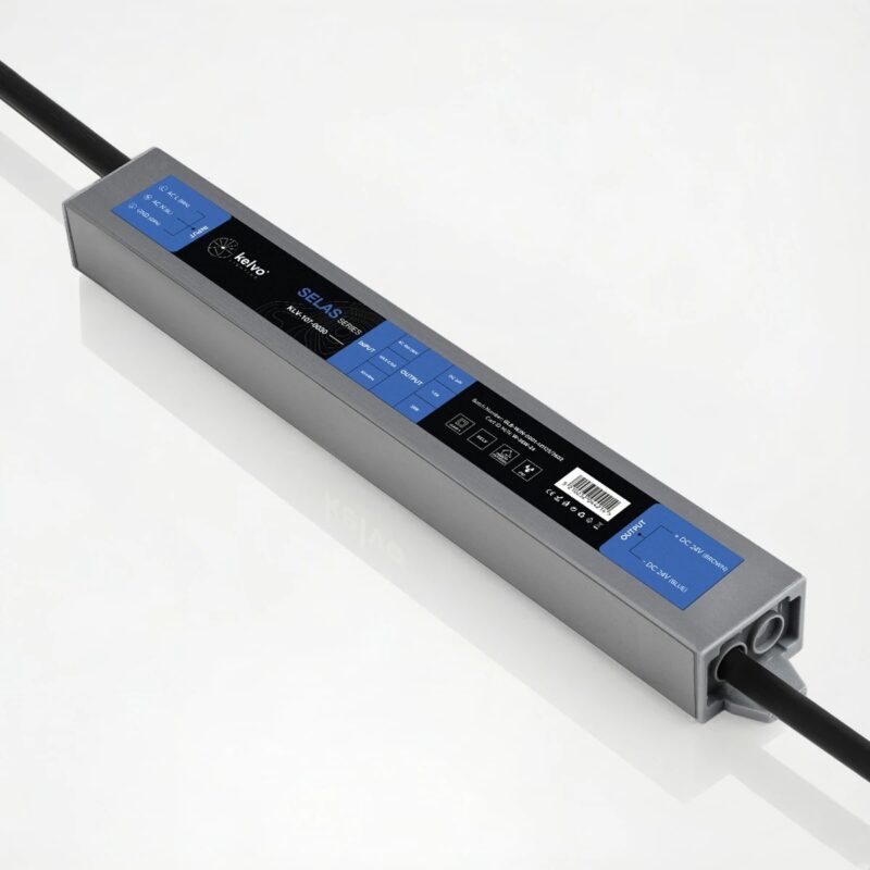 kelvo® SELAS KLV-107-0030 Τροφοδοτικό/Μετασχηματιστής Class II SELV 36W 1.5A AC 220-240V σε DC 24V Αδιάβροχο IP67 – Γκρι Ανθρακί Ματ – Μ22 x Π3 x Υ2cm – 5 Χρόνια Εγγύηση