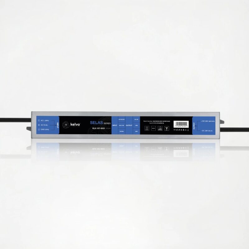 kelvo® SELAS KLV-107-0031 Τροφοδοτικό/Μετασχηματιστής Class II SELV 45W 1.87A AC 220-240V σε DC 24V Αδιάβροχο IP67 – Γκρι Ανθρακί Ματ – Μ22 x Π3 x Υ2cm – 5 Χρόνια Εγγύηση
