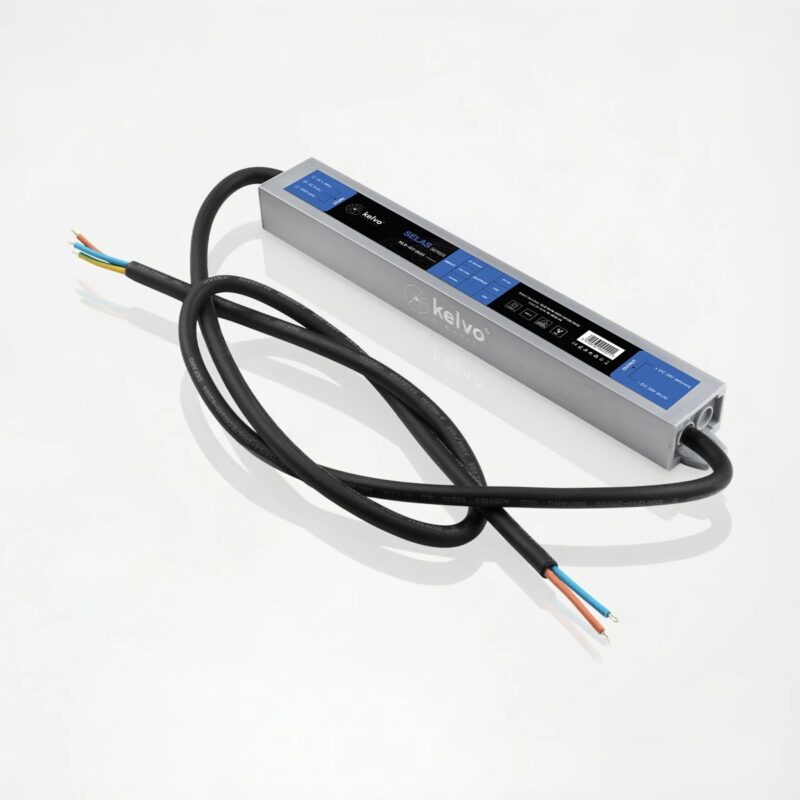 kelvo® SELAS KLV-107-0031 Τροφοδοτικό/Μετασχηματιστής Class II SELV 45W 1.87A AC 220-240V σε DC 24V Αδιάβροχο IP67 – Γκρι Ανθρακί Ματ – Μ22 x Π3 x Υ2cm – 5 Χρόνια Εγγύηση