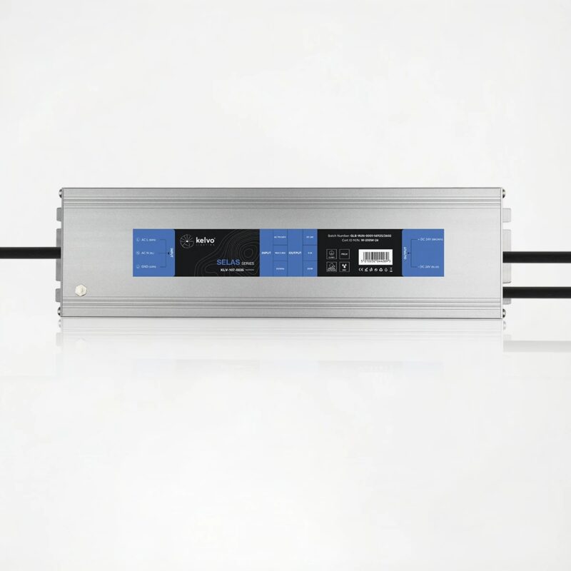 kelvo® SELAS KLV-107-0035 Τροφοδοτικό/Μετασχηματιστής Class I PELV 200W 8.3A AC 220-240V σε DC 24V Αδιάβροχο IP67 – Γκρι Ανθρακί Ματ – Μ25 x Π7.2 x Υ3.2cm – 5 Χρόνια Εγγύηση