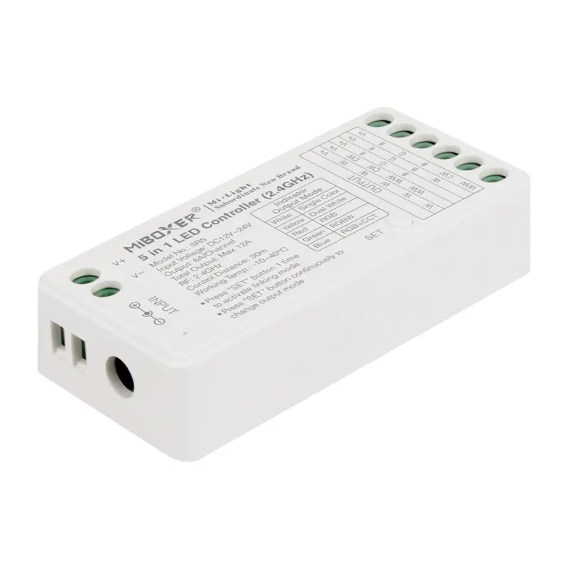 MiBoxer RF Controller/Dimmer για Ταινίες LED 12V/24V Max 288W Mονόχ/CCT/RGB/RGBW/RGBCCT  SR5