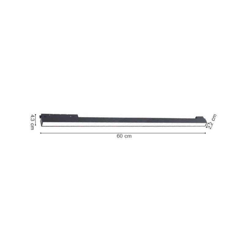 InLight Γραμμικό φωτιστικό LED 36W 4000K για μαγνητική ράγα σε μαύρη απόχρωση D:60cmx4,3cm (TM06102-Black)