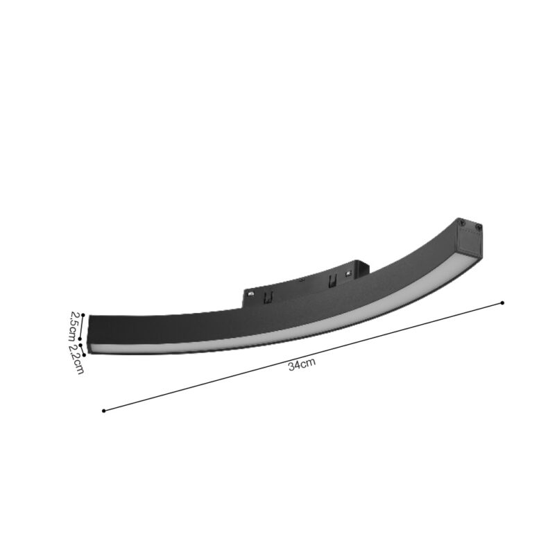 Inlight Γραμμικό φωτιστικό LED 12W 3CCT για Curved μαγνητική ράγα σε μαύρη απόχρωση D:34×2,2×2,5cm (TMC0021-Black)