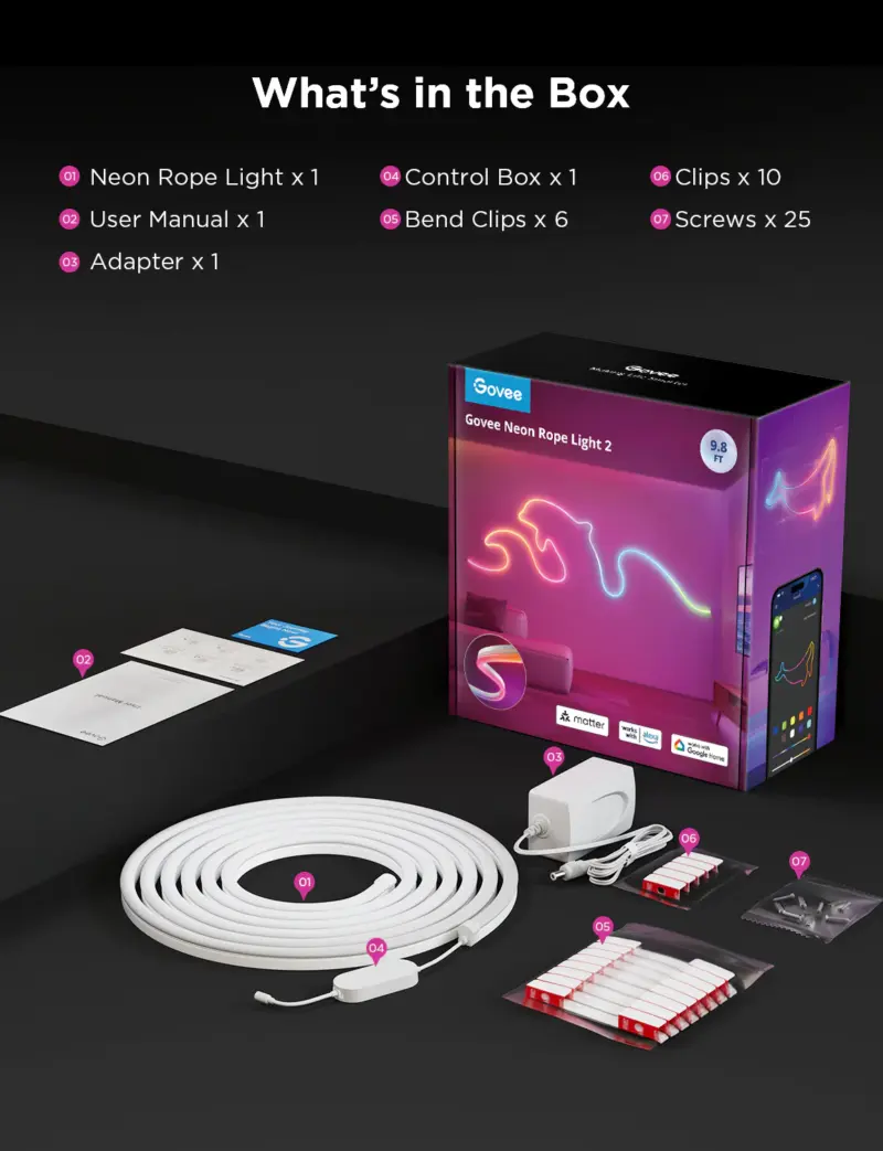 Wi-Fi Smart Σετ Neon LED RGBIC 3m H61D3-W Govee 1.SH.01.G037